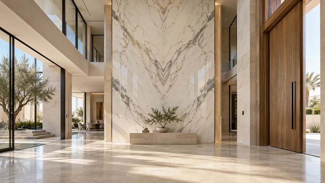 Architectural concept of a marble entrance